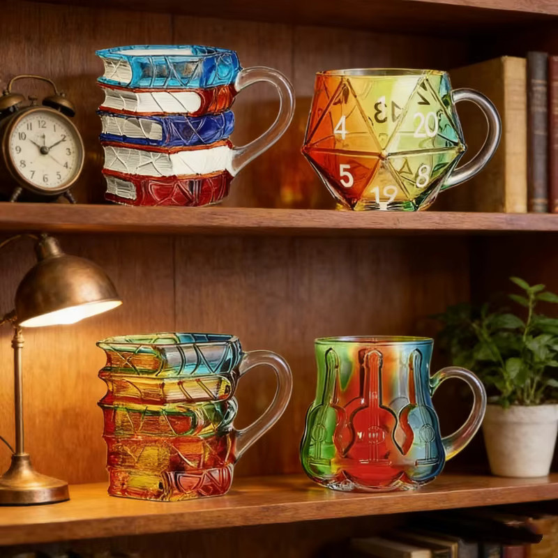 JUSTINLAU Kreativer Buchbecher aus Borosilikatglas in Multicolour mit Griff als Trinkbecher oder Kaffeetasse - Bild 2