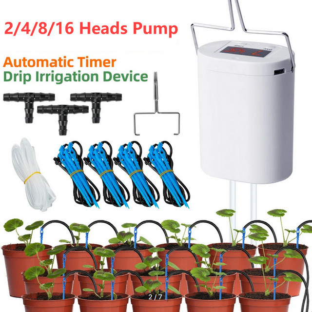 APWIKOGER Automatische Pflanzenbewässerungspumpe mit Timer-System und Sprinkler-Tropfbewässerung in Weiß - Bild 1