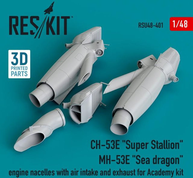 Academy CH-53E Super Stallion, MH-53E Sea dragon engine nacelles with air intake and exhaust, 3D printed - Bild 1
