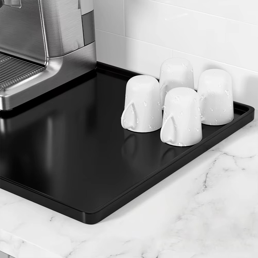 ALLOYSEED Silikon Abflusmatte für Espressomaschinen, rechteckig, Schwarz - Bild 1
