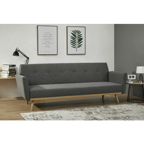 SalesFever Schlafsofa Click-Clack in Grau mit Holzrahmen und abnehmbaren Bezügen, Breite: 212 cm - Bild 5