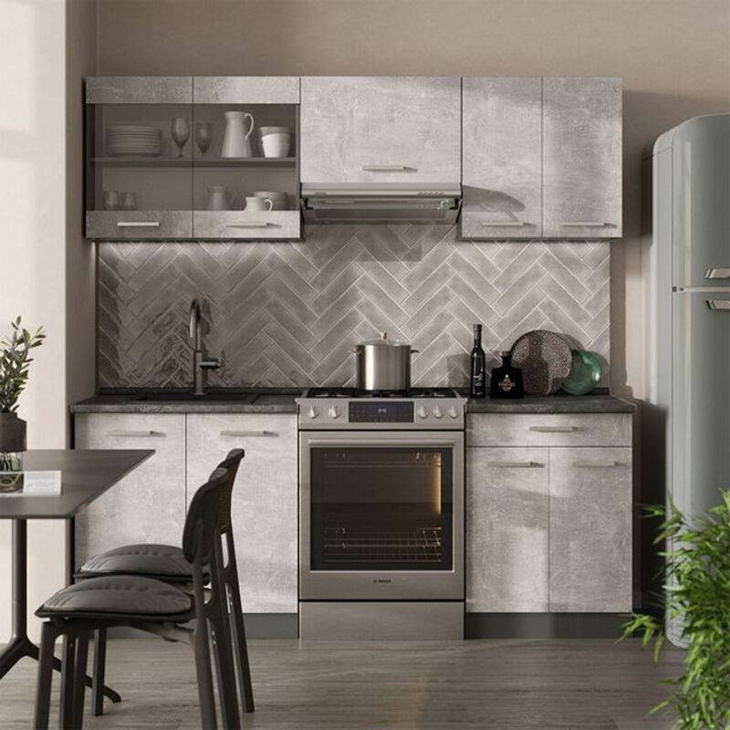 Vicco Küchenzeile R-Line in Beton-Optik und Anthrazit, Breite: 200 cm - Bild 1