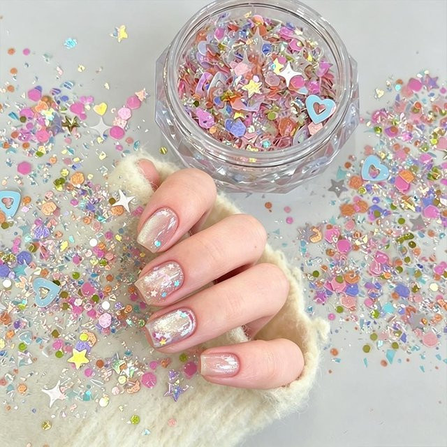 MAFANAILS Nagelglitzer-Pailletten, bunt, gemischt, glänzend - Bild 1