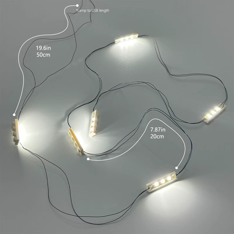LED-Bausteinbeleuchtung Vier-Sechs-in-Eins, Weiß, USB-betrieben - Bild 2