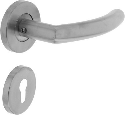 Intersteel Türdrücker halbrund in Edelstahloptik Silber mit PZ-Rosetten - Bild 1