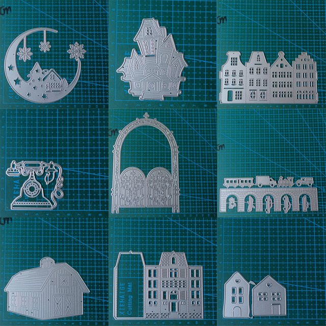 Metall Stanzschablone Haus Zaun Tor für Scrapbooking und Bastelarbeiten in Silber - Bild 1