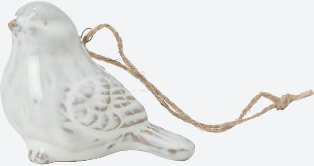 NKD Deko-Vogel aus Steingut in Weiß, Höhe: 5 cm - Bild 1