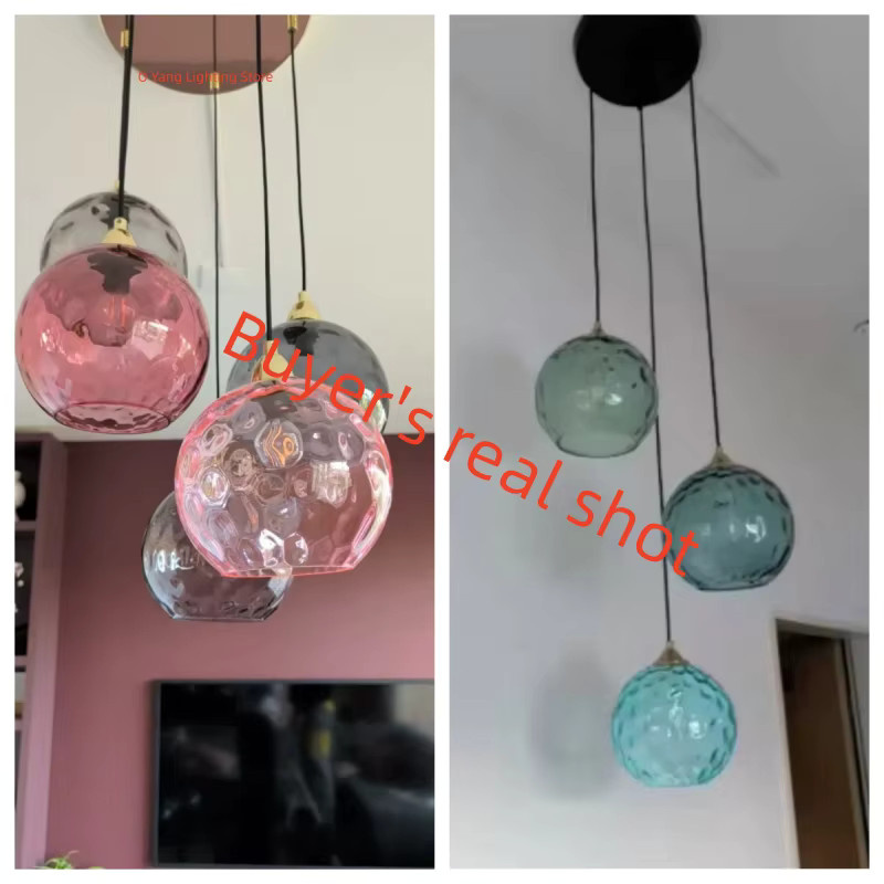 JIANKEXING Designer-Kronleuchter aus Buntglas in Gold/Messing, klassische Kugelleuchte für Wohnzimmer und Schlafzimmer - Bild 3