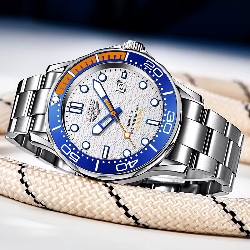 LIGE Armbanduhr Quarz, Edelstahl, Bicolor, Datum, Herren - Bild 3