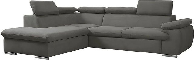 Vente-unique Schlafsofa Fabien in Anthrazitgrau mit L-Form und Schlaffunktion, Breite: 271 cm - Bild 1