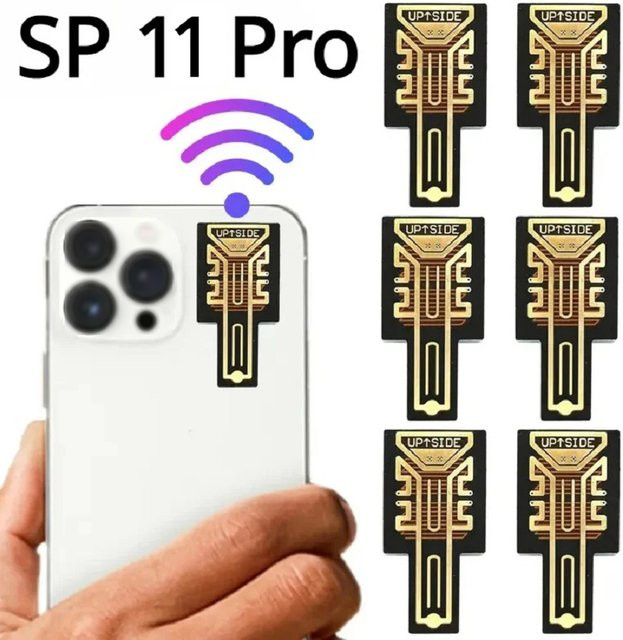 8er Set SP11 Pro Smartphone Signal Booster Aufkleber als universeller Handy Antennen Verstärker für Videoanrufe und Gaming in Gold - Bild 1
