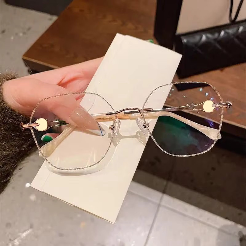 MDOD Korrektionsbrille, randlos, rund, Metall, Anti-Blaulicht - Bild 4