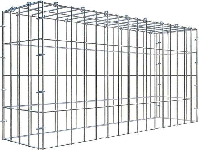 Gabiona C-Ring Anbaukorb Typ 3 in Silbergrau, B/H/T: 40 x 80 x 20 cm, Maschenweite 5 x 10 cm - Bild 1