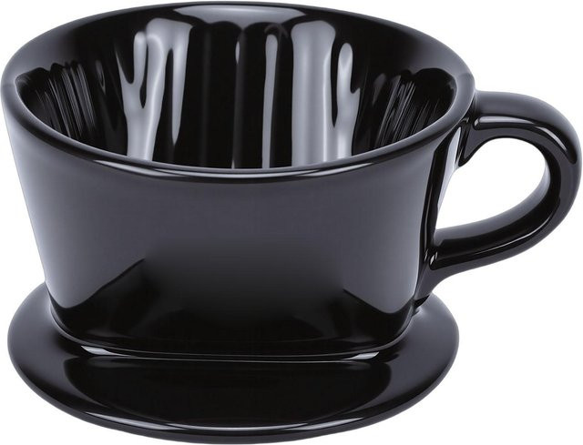 Koogeelife Keramik Pour Over Kaffeefilter in V-Form mit 3 Löchern, Schwarz - Bild 1