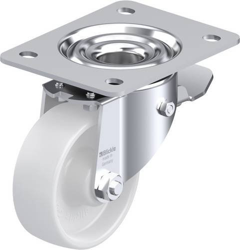 Blickle Lenkrolle LK-PO 100R-3-ST mit Feststeller, Farbe Weiß, Rad-Durchmesser: 100 mm, Tragfähigkeit: 280 kg - Bild 1