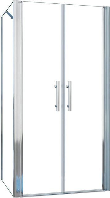 AICA Eckdusche mit Doppeltür aus NANO Glas, Farbe Transparent, B/T/H: 120 x 90 x 195 cm - Bild 1