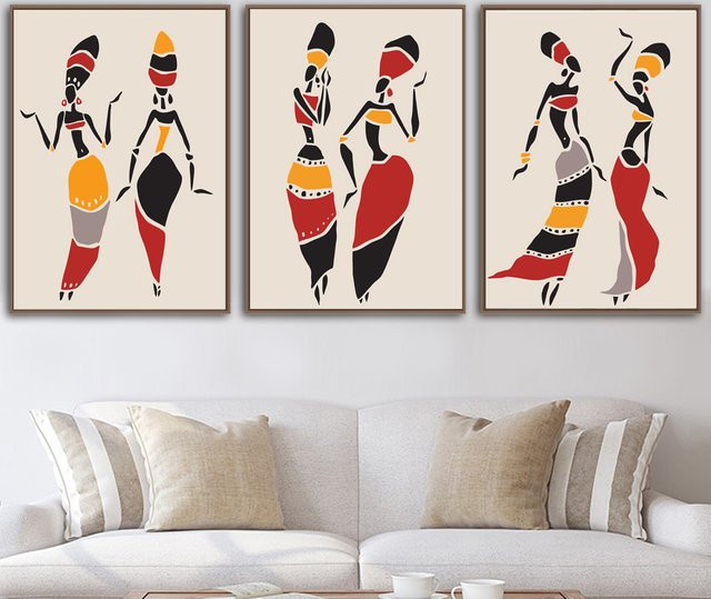 ReachMani Aborigines Dance Wandkunst Leinwandmalerei Motiv Frauen Tanz in Mehrfarbig für Wohnzimmer und Schlafzimmer - Bild 1