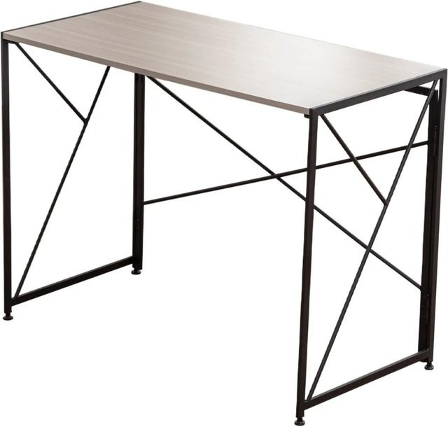 okwish Schreibtisch für Home Office aus MDF und Metall, klappbar, Natur, B/T/H: 99 x 50 x 75 cm - Bild 1
