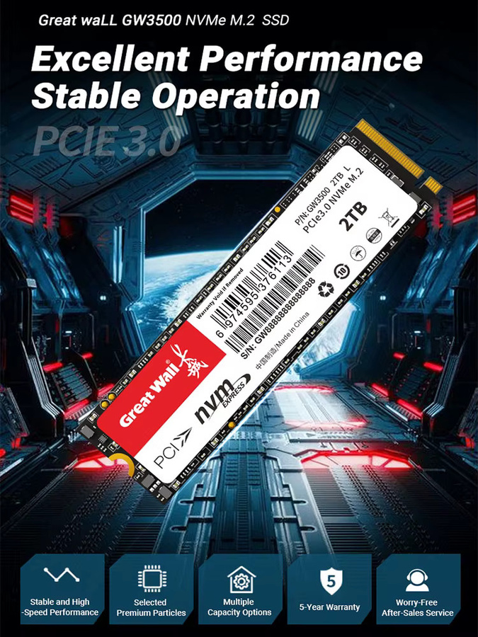 Great Wall M2 NVME SSD M.2 PCIe 3.0 Hochgeschwindigkeits-Festplatte für Notebook und Desktop in Schwarz - Bild 4