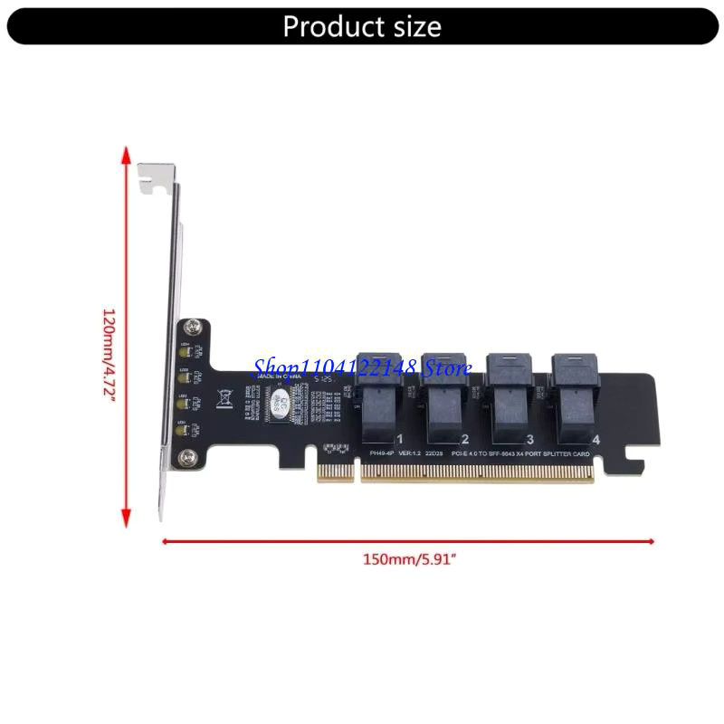 P9FA NGFF PCI-E 16X zu vier U.2 SFF-8639 SFF-8643 NVMe PCIe SSD RAID Controller Karte in Schwarz - Bild 4
