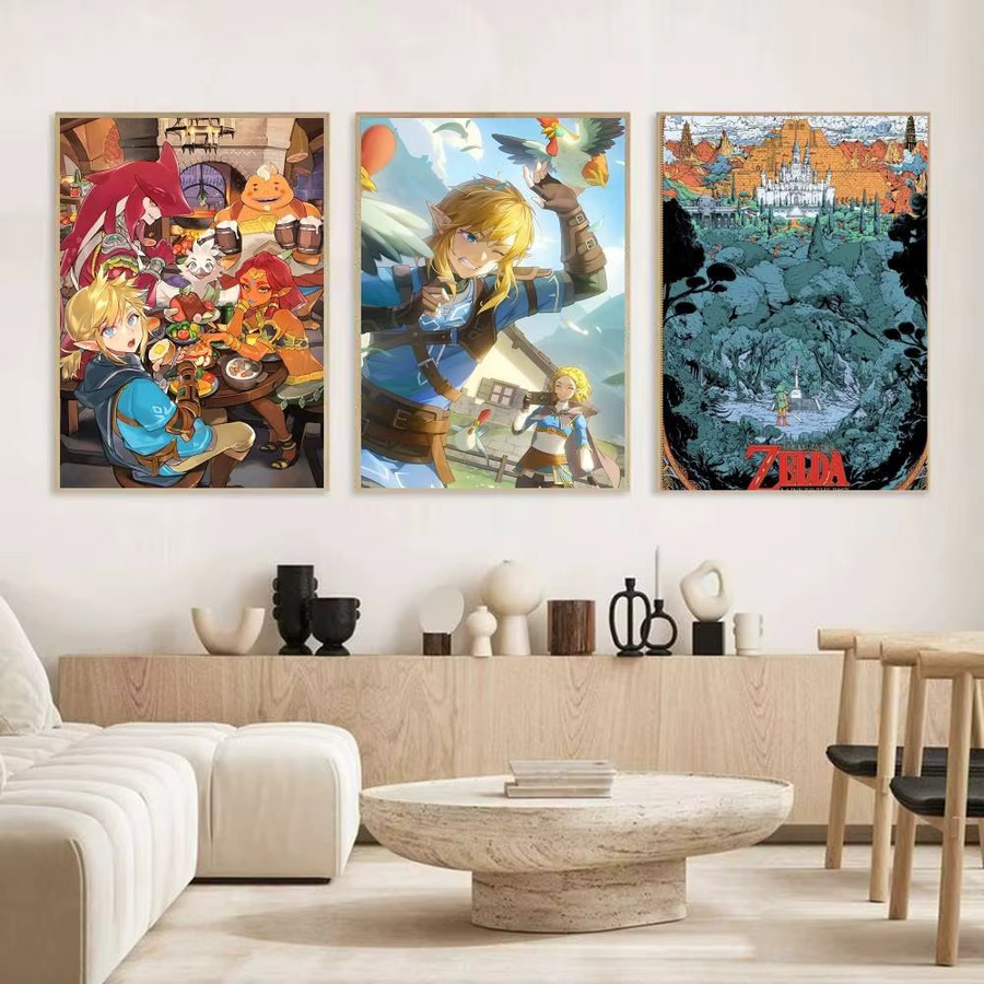 Selbstklebender Anime Poster Druck Zelda Link Motiv auf Papier, Mehrfarbig, Rechteckig - Bild 3