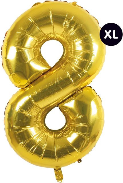 Rico Design Folienballon Zahl 8 in Gold, Höhe: 86 cm - Bild 1
