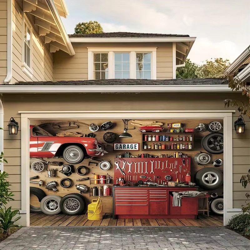 OURFETE Retro Garage Werkstatt Party Banner aus Polyester in Multicolour - Bild 2