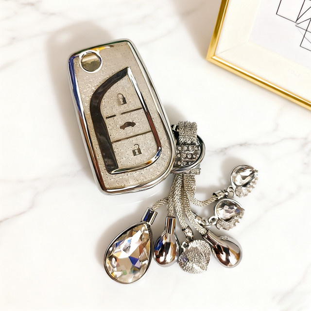 ICAR White Diamond TPU Autoschlüssel-Etui für Toyota Hilux Vigo Yaris Corolla Camry 70 Prius C-HR Clicker Carnoona Flip Remote - Bild 1