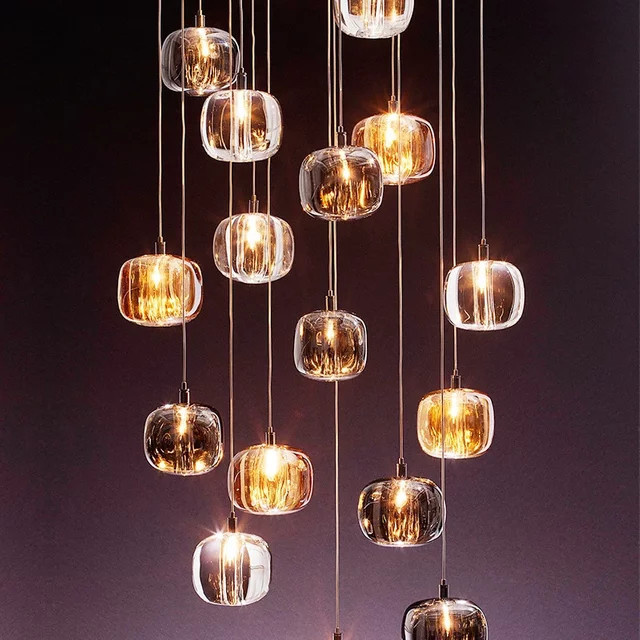 Moderner LED Kristall Kronleuchter in Silber mit transparenten Kristallkugeln als Hängelampe für Wohnzimmer, Küche oder Treppenhaus - Bild 1