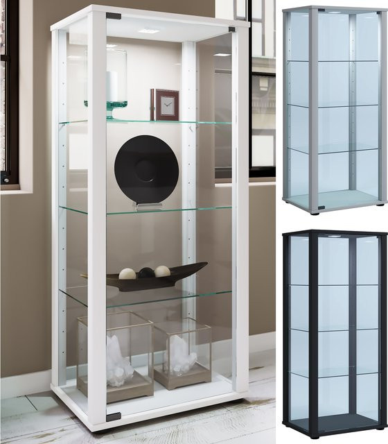 VCM Glasvitrine Kavisa M stehend mit ESG-Sicherheitsglas und Holzstruktur-Nachbildung, transparent, H x B x T: 115 x 50 x 38 cm - Bild 1