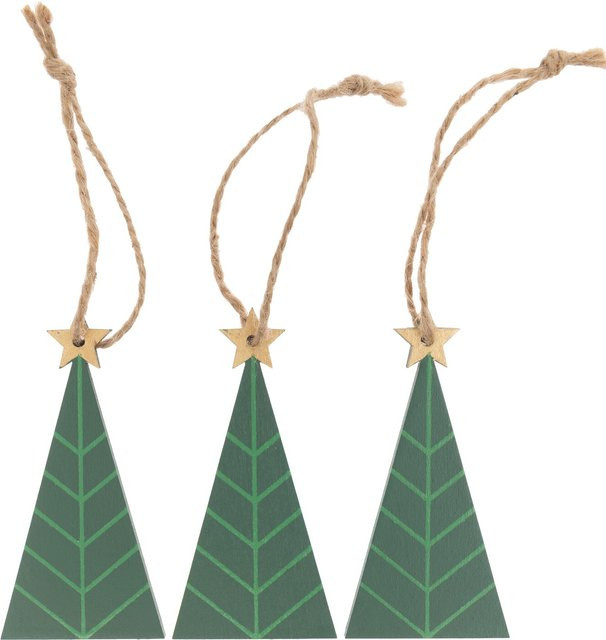 Rico Design Holzhänger Tannenbaum grün, 3 Stück - Bild 1