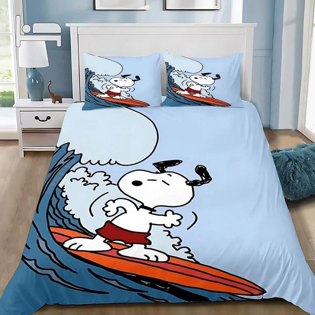 Bettwäsche Set mit Snoopy Motiv für Kinder und Erwachsene, bestehend aus Bettbezug und Kissenbezügen, B/B: 200 x 200 cm - Bild 1