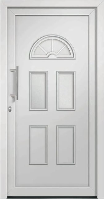 vidaXL Haustür in Weiß mit Glaseinsatz aus Aluminium und Stahl, modern, B: 110 cm, H: 210 cm - Bild 1
