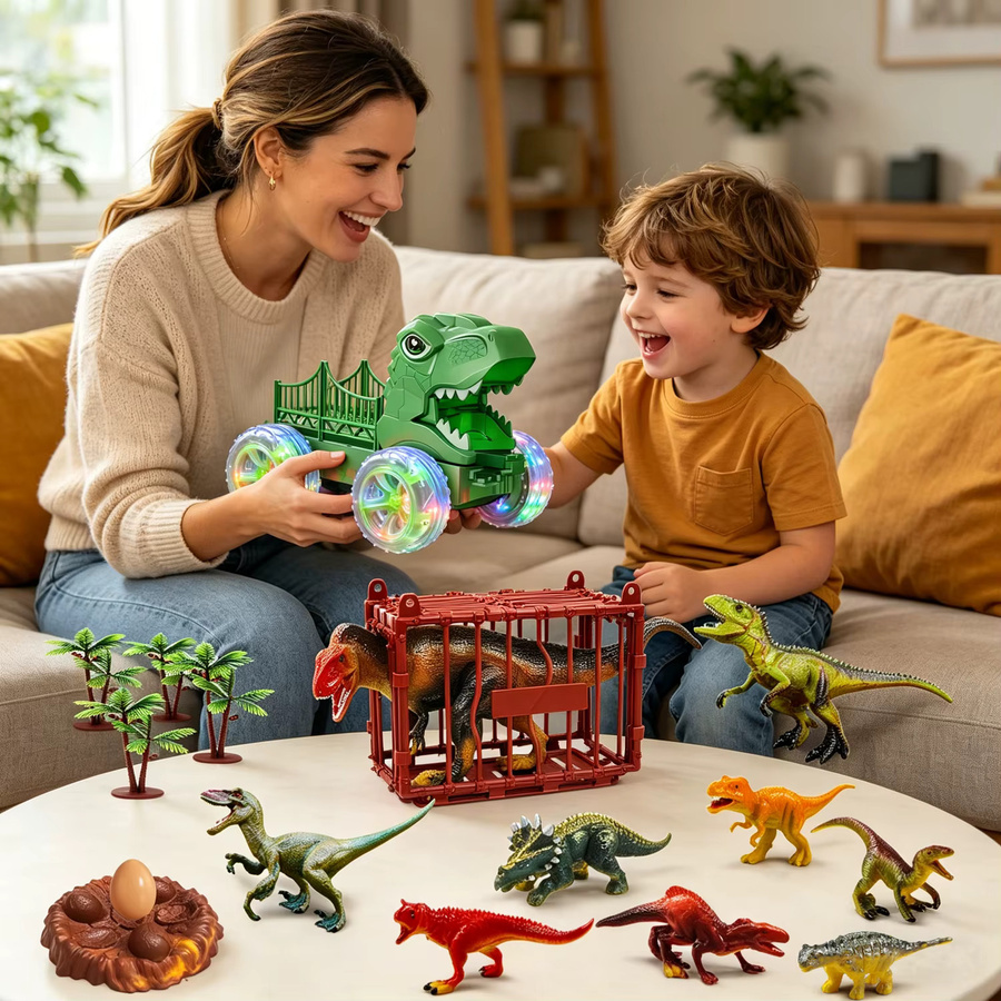 TONERJU T-Rex Dinosaurier-Truck-Spielzeugset, 16-teiliges Set - Bild 4