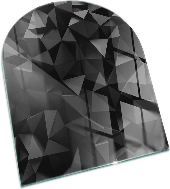 Tulup Kamin-Glasplatte als Funkenschutzplatte für Kaminöfen in Schwarz, B x H: 80 x 70 cm - Bild 1