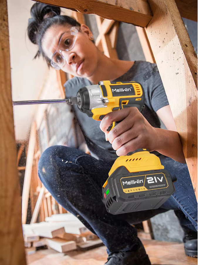 MELLWIN 3-in-1 Akku-Schlagschrauber Set mit bürstenlosem Motor, passend für Makita 18V LXT, Gelb - Bild 6
