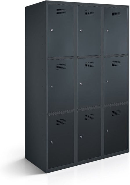 rotstahl Fächerschrank mit 9 Fächern in Anthrazit, B/T/H: 90 x 50 x 180 cm - Bild 1