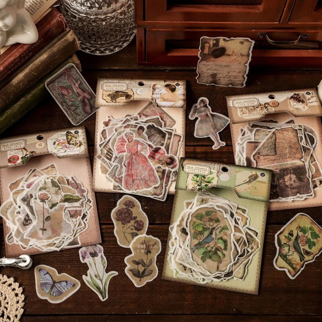 50-teiliges Set klassische europäische und amerikanische Figurenaufkleber mit historischen Charakteren und edlen Damenmustern in Multicolour für dein Tagebuch - Bild 1