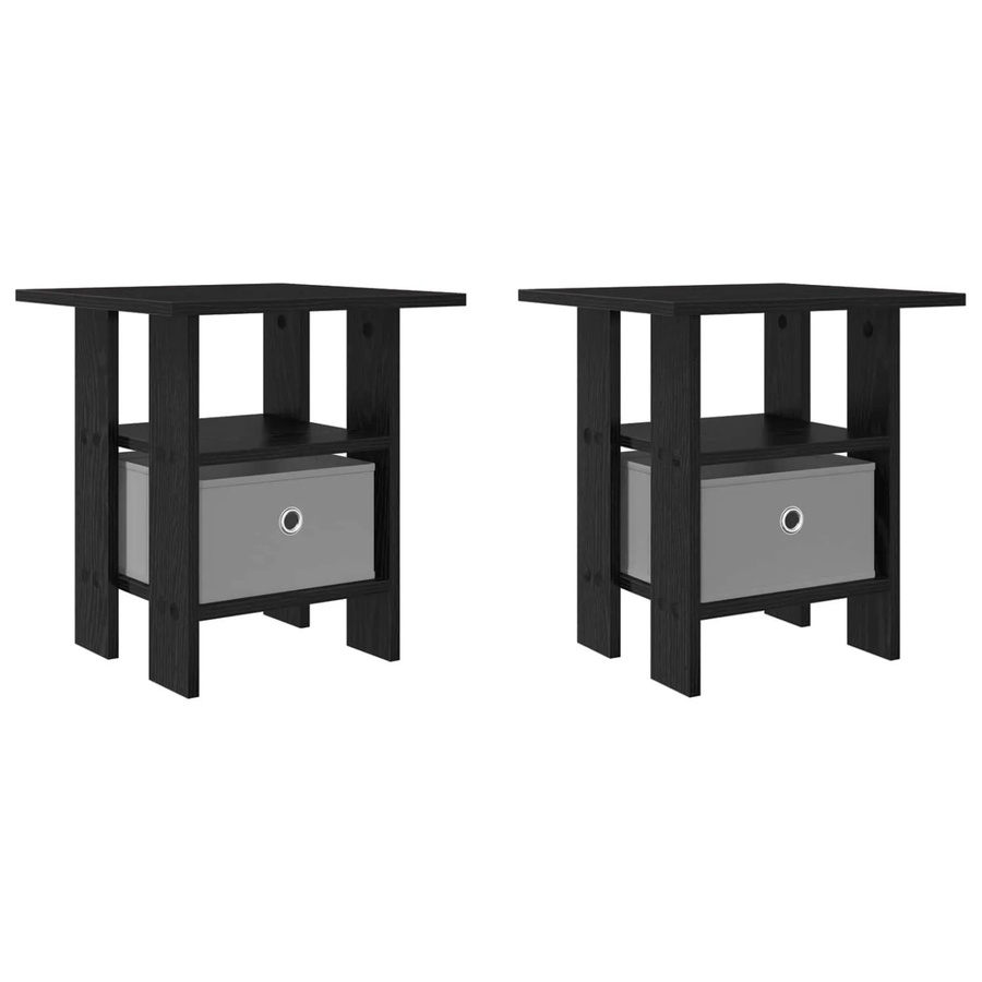 vidaXL Nachttisch Set 2 Stück in Schwarz und Eichen-Optik, modern, B/T/H: 41 x 40 x 45 cm - Bild 2