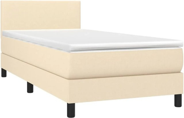 vidaXL Boxspringbett mit Matratze in Beige, Hybridbett mit LED-Unterbettbeleuchtung und USB-Ladeport, B/T/H: 80 x 200 x 78 cm - Bild 1