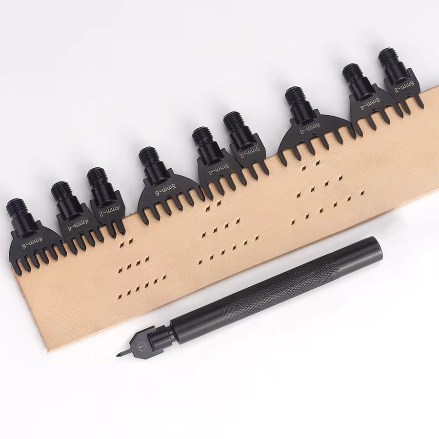 QJH Leder-Stanzwerkzeug-Set mit 4/5/6 mm Stanzabstand für professionelles DIY-Leder-Schneiden und Lochen - Bild 2