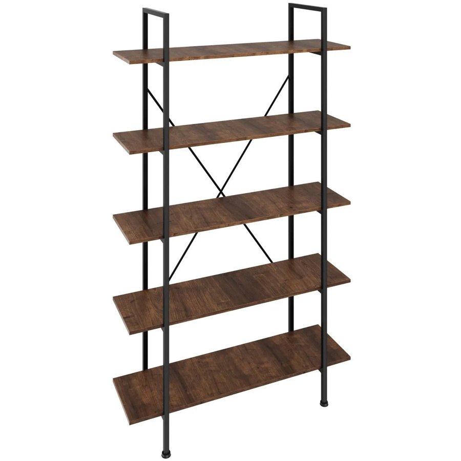 tectake Regal Glasgow Industrial Style in Braun mit 5 Ebenen aus MDF und Stahl, B/T/H: 106 x 34,5 x 179,5 cm - Bild 3