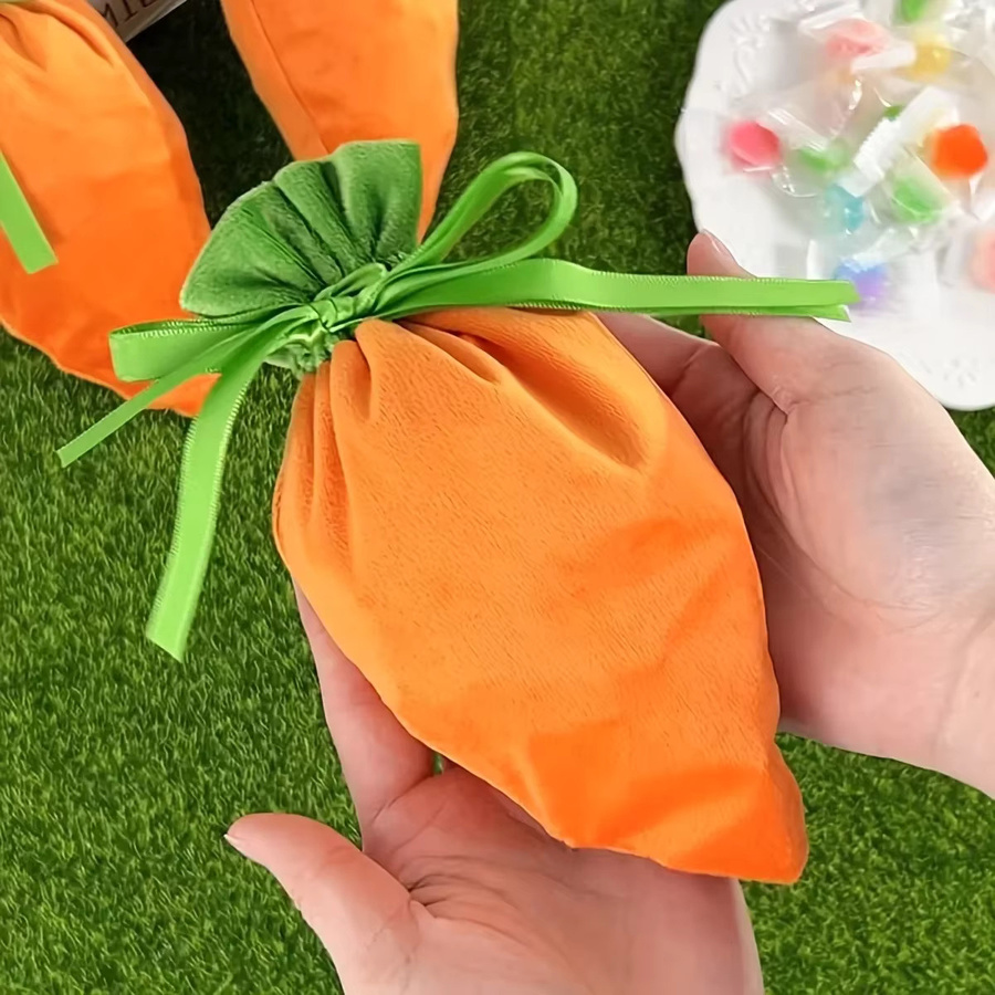 Oster-Geschenktüten in Karotten-Design aus Polyester, orangefarbene Süßigkeiten-Verpackung für Ostern-Dekorationen - Bild 2