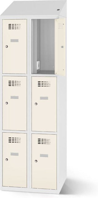 rotstahl Fächerschrank mit 6 Fächern und Ladefunktion, Farbe Weiß, B: 60 cm, H: 200 cm - Bild 1
