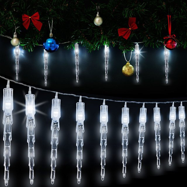 Monzana LED Eiszapfen Lichterkette für Weihnachten und Winterzeit in Weiß, Länge: 6,2 m - Bild 1