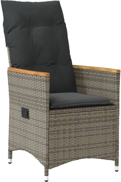 vidaXL Gartensessel aus Polyrattan mit verstellbarer Rückenlehne und Kissen in Grau - Bild 1