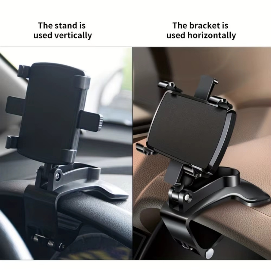 Universeller Autotelefonhalter für das Armaturenbrett mit 360 Grad Rotation, tragbarer Smartphone-Ständer für GPS-Navigation in Schwarz - Bild 3