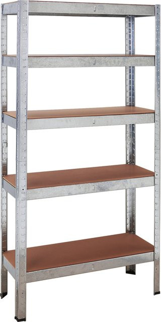 Pocoline Schwerlaststeckregal aus Metall in Silber, B/H/T: 90 x 180 x 40 cm - Bild 1