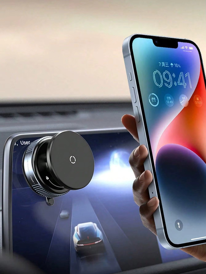 Universelle Autotelefonhalterung in Schwarz mit Vakuumsauger und magnetischer N52 Adsorption für Windschutzscheibe oder Armaturenbrett - Bild 3