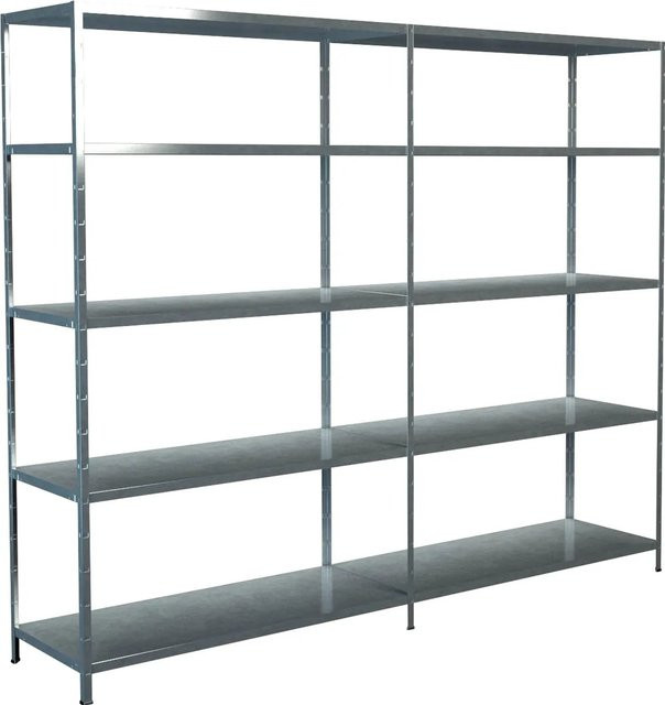 SCHULTE REGALWELT Steckregal-Set mit Anbauregal aus verzinktem Metall, silberfarben, B/T/H: 240 x 50 x 200 cm - Bild 1